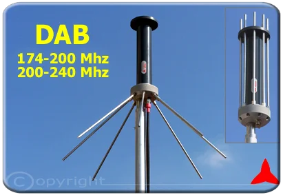 Omnidirectional ground plane antenna DAB 174-200mhz 200-240 Mhz DAB Antennas - Measurement monitoring